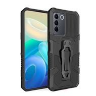 Ốp chống sốc cho Vivo V27 5g v27e V25 silicon mềm + PC Giá Kim Loại kẹp sau vỏ điện thoại cho Vivo V