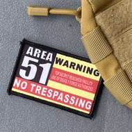Area 51 Tactical Patch Print Hook and Loop Armband Badge Backpack Clothing Decorative Sticker