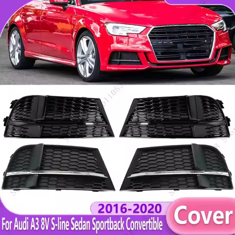 Car Front Bumper Fog Light Grille Frame Bezel Cover For Audi A3 8V S-line Sedan Sportback Convertibl