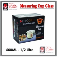 Eurochef 500mL/ 2 Cups Borosilicate Glass Measuring Cup 9500 with Measurements Markings Clear Microw