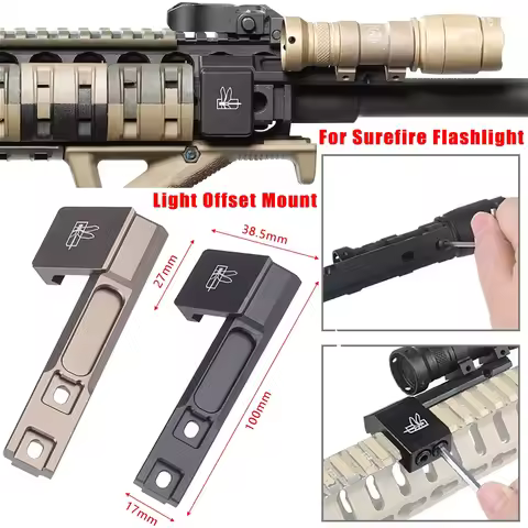 Flashlight Offset Mount Surefire Mount for Surefire M300B M600B M300C M600CFlashlight on 20mm Picati