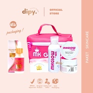 HITAM [Ori Pusat]mk GLOW - Skincare Package Face Care Whitening Brightening Bright & Moist Gold Seru