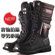 ZH【 Ready Stock】45 46 Size Hot Sale High Top Mens Boots Rivet Punk Style Motorcycle Boots Fashion Mi