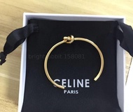 💞 Celine Knot 中間打結開口式手鈪 女款 金色