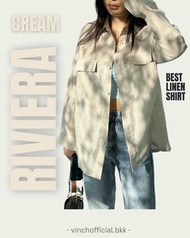 VINCH Riviera Premium Linen Shirt - Cream