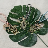海龜編繩鑰匙圈/蠟繩編織/合金材質/海龜造型/鑰匙圈/小琉球