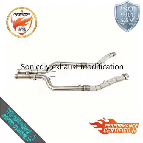T304 Heat Shield Downpipe for Mercedes-Benz S63 AMG W222 5.5T M157 2014-2017 High Flow Catalytic Con
