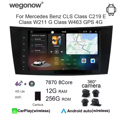 Car Radio 12G+256G Carplay For Mercedes Benz CLS Class C219 W211 W463 GPS Android Auto WIFI Navigati