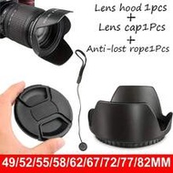 Camera Lens Cap Protection Cover With Strap, Lens Hood, Compatible With Nikon/Pentax/Olympus/DSLR Ca