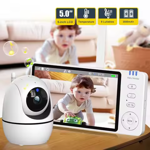 5 Inch Video Baby Monitor With Camera PTZ Zoom Babyphone Cam Security Protection Surveillance Camera