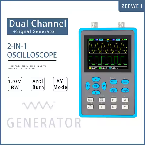 ZEEWEII DSO2512G 2.8 Inch Handheld Digital Oscilloscope 120M Bandwidth Dual Channel Oscilloscope Sig