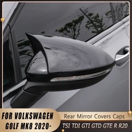 2Pcs Side RearView Mirror VW Golf MK8 TSI TDI GTI GTD GTE R Mirror Tools Case Gloss Black Tuning