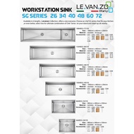 LEVANZO WORKSTATION SERIES KITCHEN SINK 6648SG-8648SG-10048SG-12048SG-15048SG-18848SG