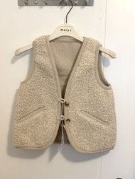 Zara Kid 女童 毛毛 卡其色 背心