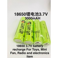 READY STOCK 1 PIECE 18650 Li-Ion Rechargeable Battery (GUAN LIN) 3.7V 3000mAH Bateri Boleh Charge