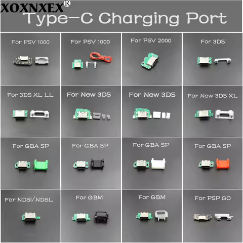 1set For New 3DS XL/NDSi/GBM/GBA SP/PSP GO/PSV1000 2000 Charging Port Convert to USB-C Mod USB Type 