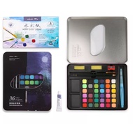 36/48 Cat Air Set Watercolor Set / Watercolour Cat Air Padat dengan Alat Mewarnai Cat Kuas Seni Luki