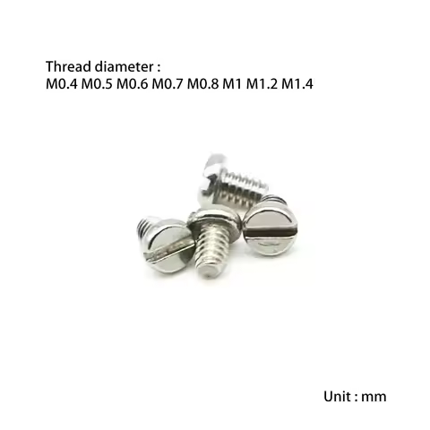 RTHXJTD 5pcs M0.4 M0.5 M0.6 M0.7 Slotted flat head micro screws 304 stainless steel High-precision w