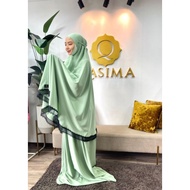 Telekung Qasima Travel lace hitam Mint Green, patuh syariah dengan kotak hadiah, gift box