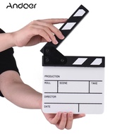 Andoer ขนาดกะทัดรัดอะคริลิค Clapboard แห้งปกภาพยนตร์ทีวีตัดฉากการกระทำ Clapper บอร์ดกระดานชนวน