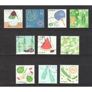 JAPAN 2021 SUMMER GREETINGS COOL & ENJOYABLE 84 YEN COMP. SET OF 10 STAMPS IN FINE USED CONDITION