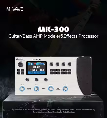 M-VAVE MK-300 Bass/Guitar Multi-Effects Processor Pedal 150s Looper+128 Drum 11 FX Modules MIDI ANN 