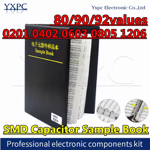 80/90/92values SMD Capacitor Sample Book 0201 0402 0603 0805 1206 0.5pF~1uF Capacitors Kit Chip Asso