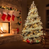Christmas tree 10ft makapal decoration for home set christmas tree slim 4ft 5ft  6 ft 7ft 8ft 10ft xmas tree complete set white christmas tree Flocking Snowflake