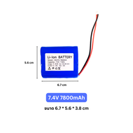 แบตเตอรี่ลิเธียม 7.4V 18650 ความจุ 2600mAh/5200mAh/7800mAh/10400mAh/13000mAh