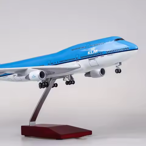 1/157 Scale 47CM Airplane B747 KLM Royal Dutch Airlines Model W Light Wheel Diecast Resin Plane For 