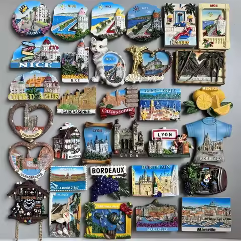 France Tourist Souvenir Fridge Magnets Strasbourg Cannes Nice Alsace Menton French Magnetic Stickers