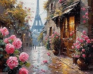 WUIVCTR Paint by Numbers, Blooming Street of Paris, Adult Crafts Adult Paint by Number Kits, Arts Cr