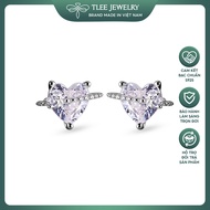 TLEE women's silver earrings with lovely 6mm bright stone hearts TLEE JEWELRY B0423