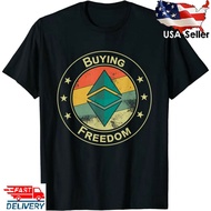 Mens Casual Ethereum Crypto Currency Eth Buying Freedom T-Shirt Eth Coin T-Shirt Summer Print Wear