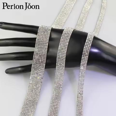 1 yard Arranged Motif white crystal Hot Fix Rhinestone Tape trim ribbon Iron On Appliques for Dress 