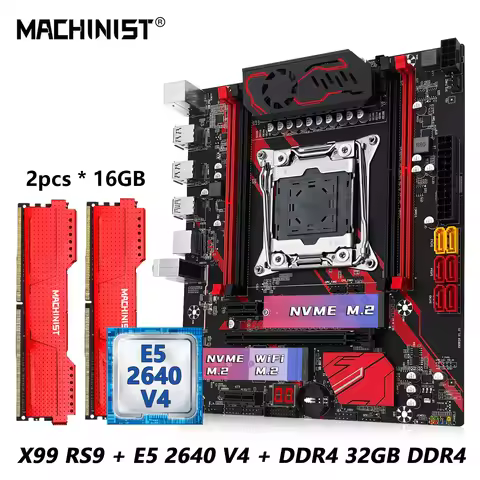 MACHINIST RS9 X99 Motherboard kit Optional DDR4 32GB（2x16） RAM and Xeon E5 2640 V4 CPU LGA 2011-3 Pr