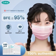 Cofoe 100pcs 3 Ply Disposable Medical-Surgical Face Mask Blue Anti-Virus Anti Droplet Facial Masks with Elastic Earloop Dustproof 3 Layer Protective Cover Facemask for Adult (Premium Quality)