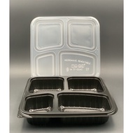 TAGE TFSQ4C 4 Compartment PP Lunch Box with Lid [ 50sets± ] Disposable Plastic Food Box - Bento Box 
