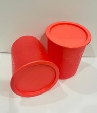 ready stock - Tupperware One touch canister 1.25L salmon red mosaic design (2)