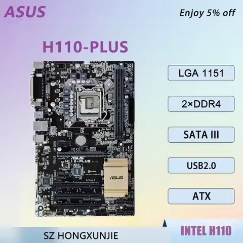 ASUS H110-PLUS H110 LGA 1151 Motherboard Support i5-6500/7500 i7-6700/7700 i3-6100/7100 CPU 2×DDR4 S