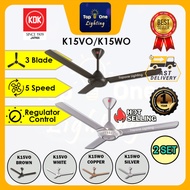 [TWIN PACK][2 SET] KDK K15VO Regulator Ceiling Fan 60" White / KDK K15WO 60" / Deka DR9 60" Matte Black Kipas Siling