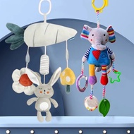 Mobile Cute Animal Hanging Trolley Cradle Rattle Rainbow Ring Sound Soft Plush Fabric