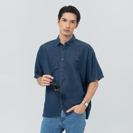 EDWIN JEANS - JOYRIDE - Light Blue Kemeja Denim Casual Pria Lengan Pendek SS - Top Man Shirt