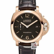 【大眾名錶】PANERAI沛納海 PAM00393 LUMINOR1950系列 2014/01 18K玫瑰金 煙草三明治面盤 底蓋裸空 G234