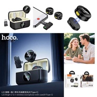 ไมค์ไร้สาย mini ตัวหนีบปกเสื้อและแม่เหล็ก HOCO L22 2in1 L21 ความจุ 80mAh รองรับ Type-C/iOS ตัดเสียงร