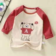 80-130 Boys Girls Long-sleeved T-shirt Bottoming Cartoon Cotton Tee for 1-8 Yrs Old