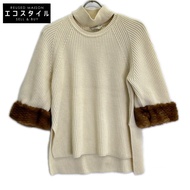 เสื้อถักคอ halter รุ่น Fendi FZY545 A1DE ปี 2017 สีขาว ทำจากแคชเมียร์ 100% ไซส์ 40 [มือสอง]