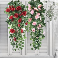 ดอกไม้ปลอมสวยๆ จำลองที่สวยงามพืชแขวนติดผนังห้องนั่งเล่นระเบียงRoseประดิษฐ์ดอกไม้เถาองุ่นปลอมตกแต่งบ้