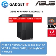 ASUS EXPERTCENTER X5 X500MA-R4600G002TS DESKTOP (RYZEN 5 4600G,4GB,512GB SSD,RX VEGA 7,ODD,WIN10) OP