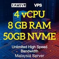 XamSvr Cloud VPS | 4 vCPU, 8GB RAM, 50GB NVMe, Unlimited High Speed Internet Speed, Server in Malays